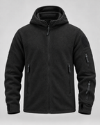 Men's Full-Zip Fleece Jacket - Hooded Multi-Pocket Regular Fit