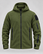 Men's Full-Zip Fleece Jacket - Hooded Multi-Pocket Regular Fit