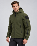 Men's Full-Zip Fleece Jacket - Hooded Multi-Pocket Regular Fit