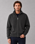 Men's Full-Zip Knit Cardigan with Contrast Collar