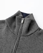 Men's Full-Zip Knit Cardigan with Contrast Collar