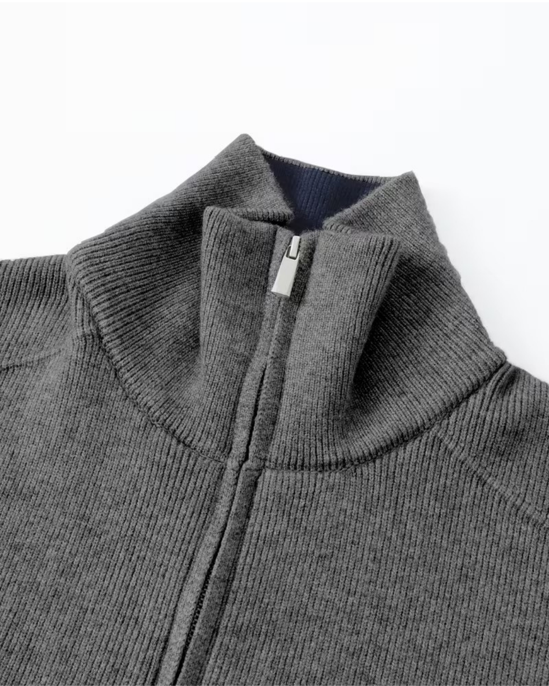 Men's Full-Zip Knit Cardigan with Contrast Collar