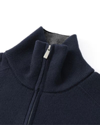 Men's Full-Zip Knit Cardigan with Contrast Collar
