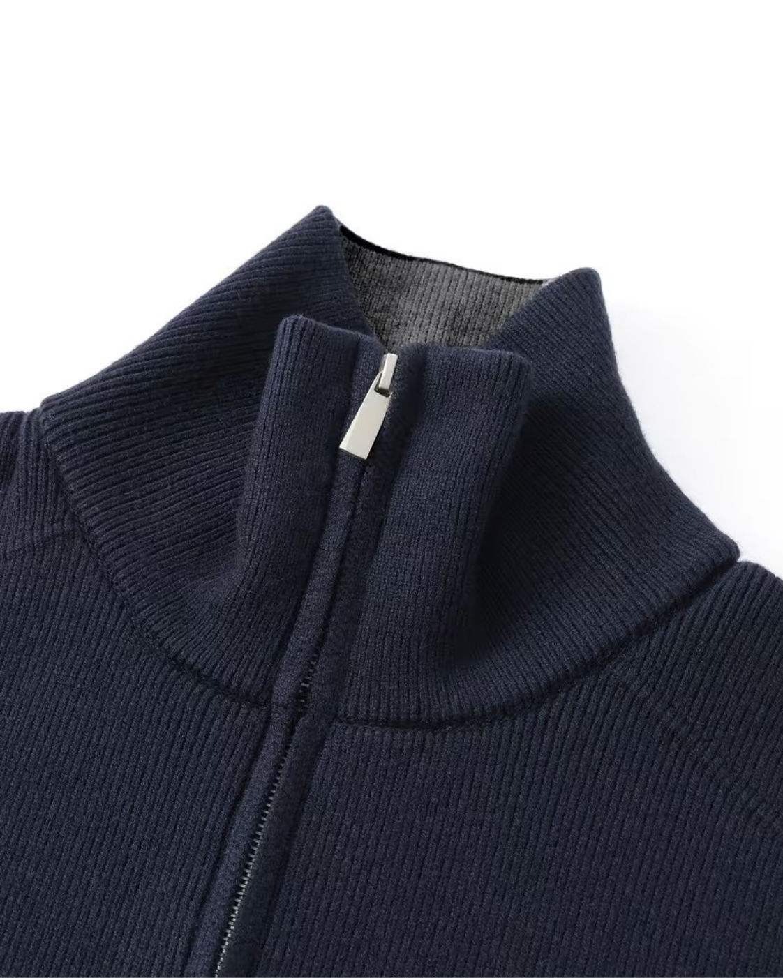 Men's Full-Zip Knit Cardigan with Contrast Collar