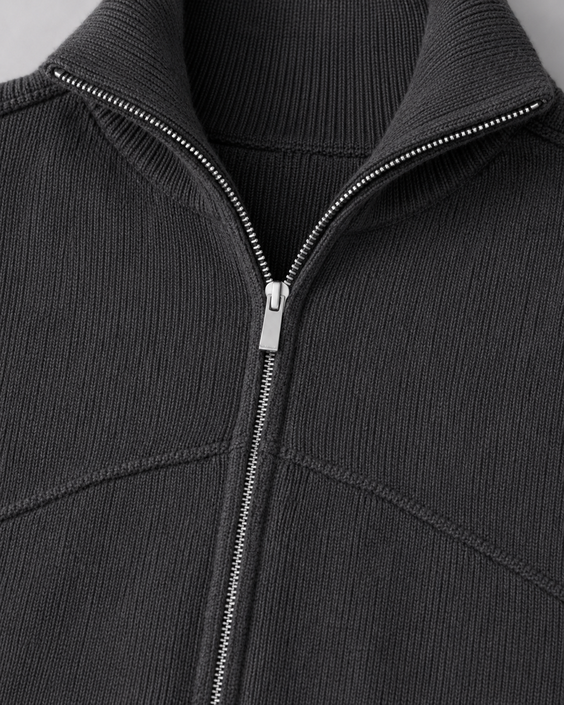 Men's Full-Zip Knit Cardigan with Contrast Collar