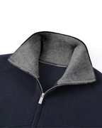 Men's Full-Zip Knit Cardigan with Contrast Collar