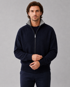Men's Full-Zip Knit Cardigan with Contrast Collar
