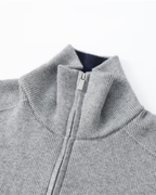 Men's Full-Zip Knit Cardigan with Contrast Collar