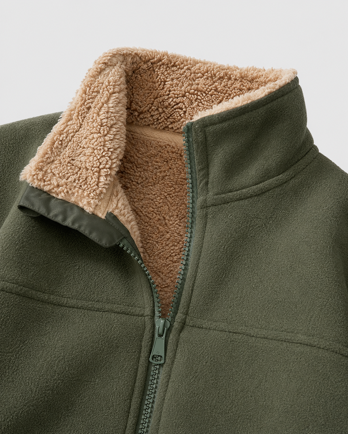 Men's Full-Zip Sherpa Fleece Jacket - Stand Collar