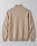 Men's Full-Zip Wool Cardigan - Funnel Neck with Pockets