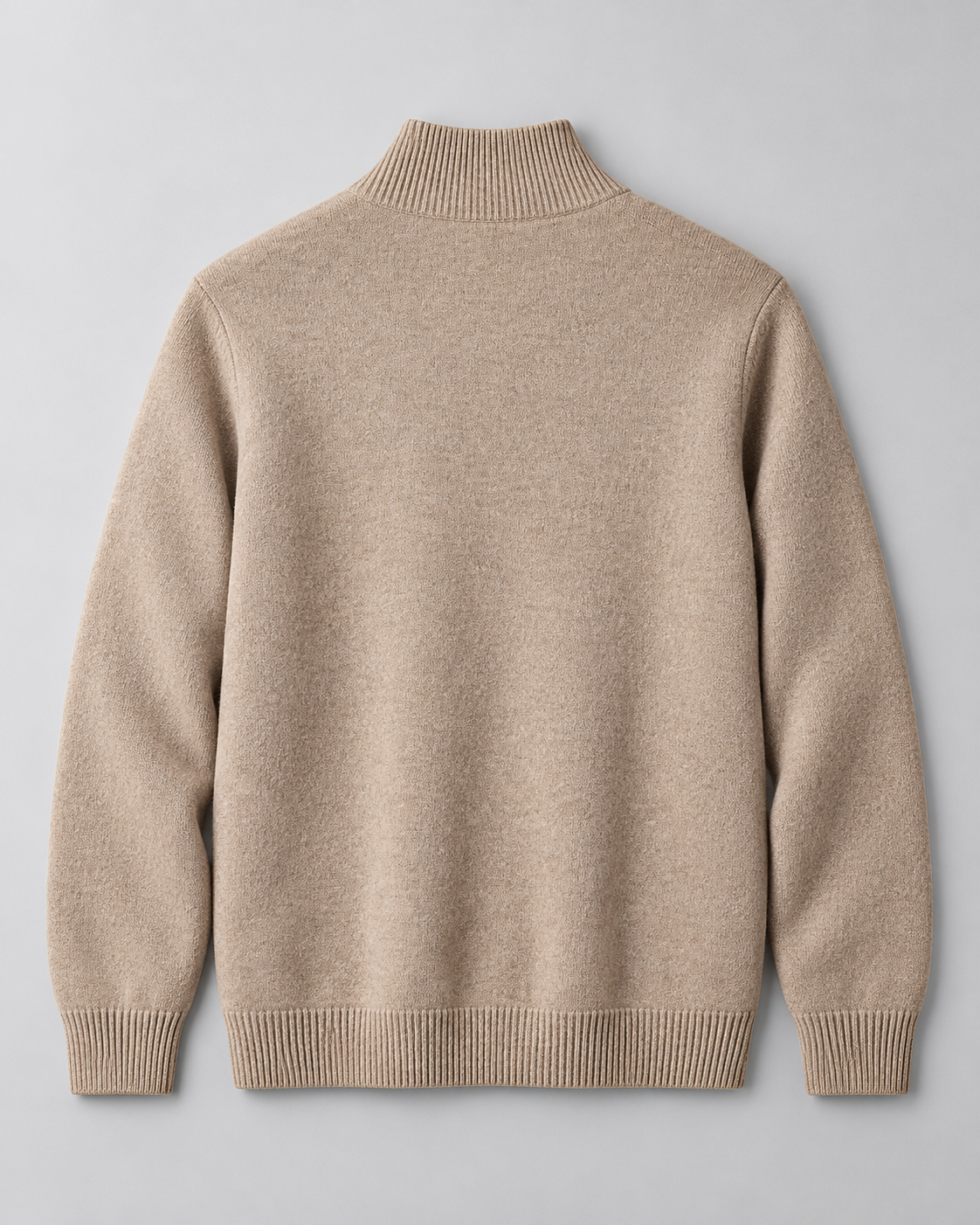 Men's Full-Zip Wool Cardigan - Funnel Neck with Pockets
