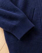 Men's Full-Zip Wool Cardigan - Funnel Neck with Pockets