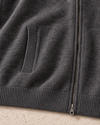 Men's Full-Zip Wool Cardigan - Funnel Neck with Pockets