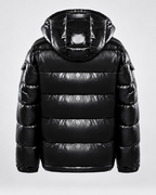Men's Glossy Quilted Puffer Jacket - Hooded Zip-Up