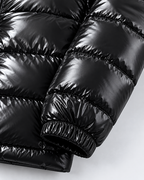 Men's Glossy Quilted Puffer Jacket - Hooded Zip-Up