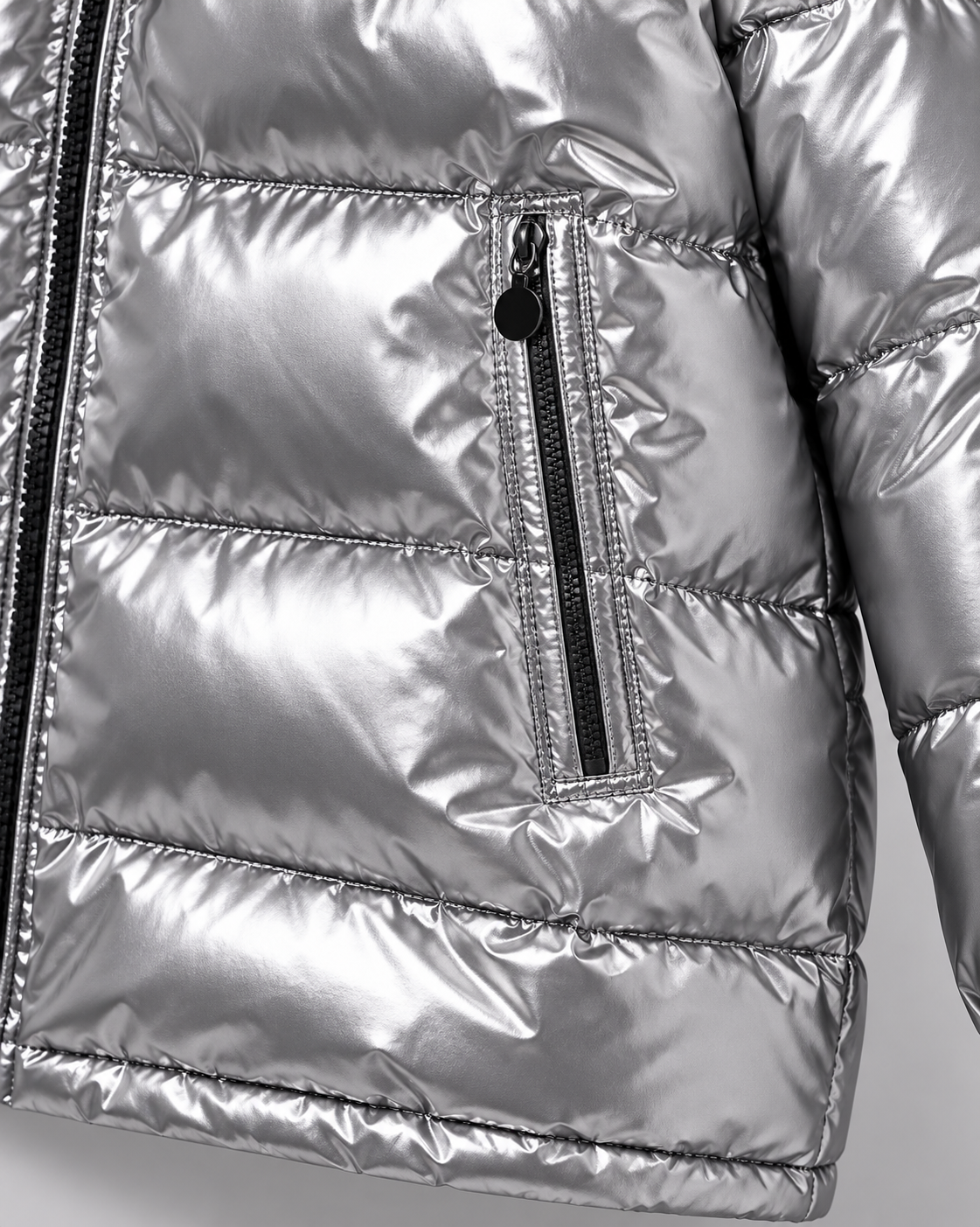 Men's Glossy Quilted Puffer Jacket - Hooded Zip-Up