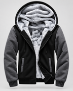 Men's Hooded Fleece Zip Jacket - Contrast Sleeve Regular Fit