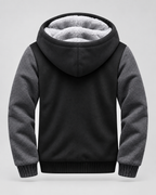 Men's Hooded Fleece Zip Jacket - Contrast Sleeve Regular Fit