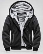Men's Hooded Fleece Zip Jacket - Contrast Sleeve Regular Fit