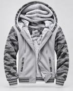 Men's Hooded Fleece Zip Jacket - Contrast Sleeve Regular Fit