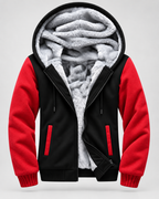 Men's Hooded Fleece Zip Jacket - Contrast Sleeve Regular Fit