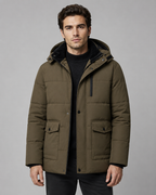 Men's Hooded Puffer Jacket - Plush-Lined Regular Fit