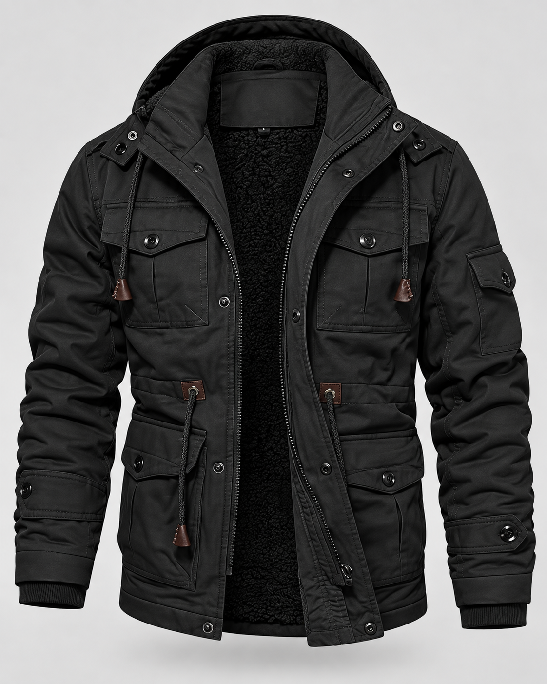 Men's Hooded Utility Parka - Fleece-Lined Multi-Pocket Regular Fit
