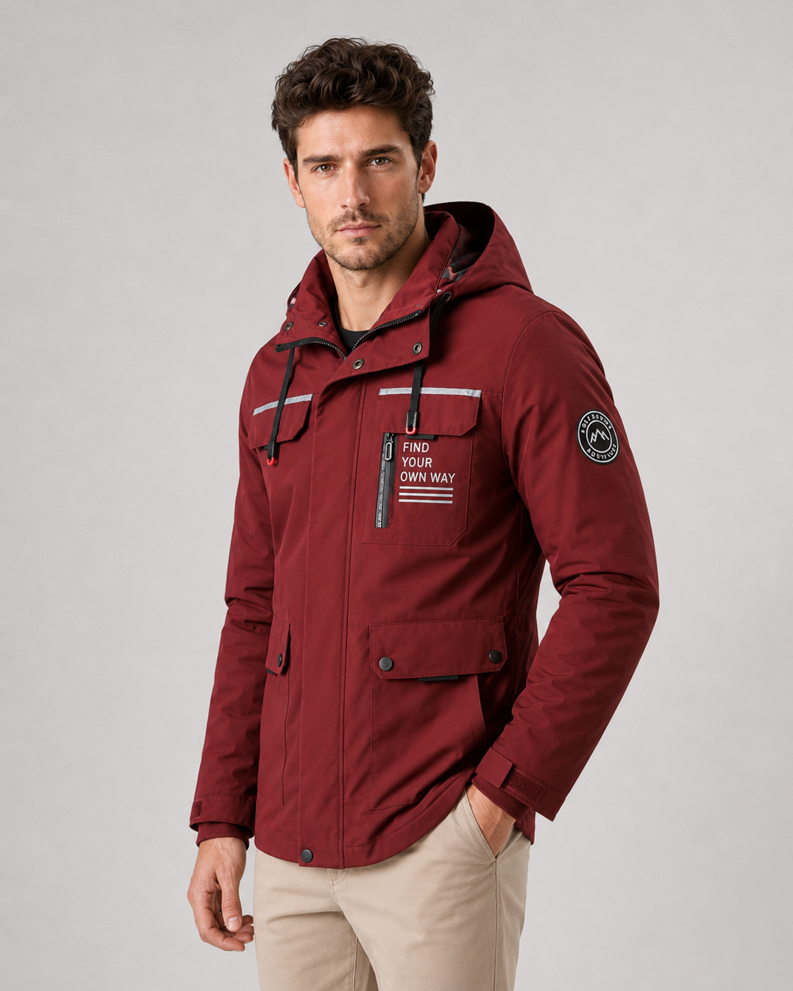 Men's Hooded Utility Parka - Storm Flap Multi Pocket