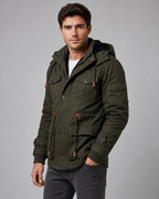 Men's Hooded Winter Parka – Multi-Pocket Regular Fit
