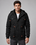Men's Hooded Winter Parka – Multi-Pocket Regular Fit