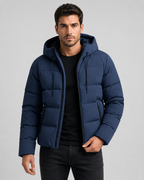 Men's Hooded Winter Puffer Jacket with Zip Pockets