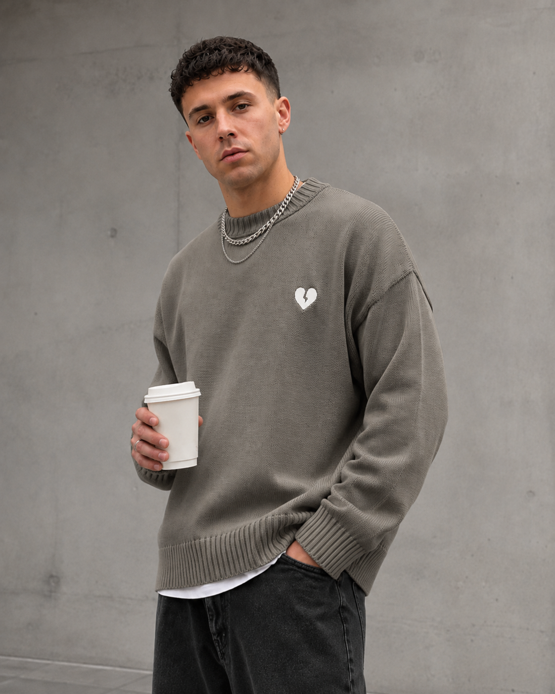 Men's Knit Sweater - Broken Heart Streetwear Fit