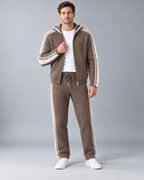 Men's Knit Tracksuit - Zip Hoodie & Striped Pants