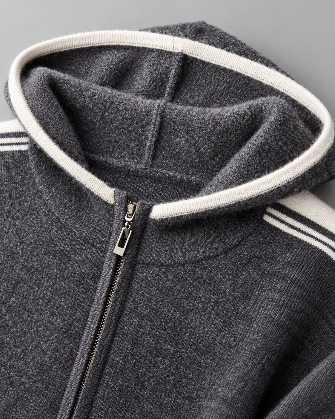 Men's Knit Tracksuit - Zip Hoodie & Striped Pants