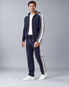 Men's Knit Tracksuit - Zip Hoodie & Striped Pants