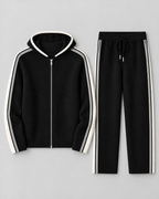 Men's Knit Tracksuit - Zip Hoodie & Striped Pants