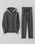Men's Knit Tracksuit - Zip Hoodie & Striped Pants