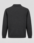 Men's Knit Zip Jacket - Shirt Collar Chest Pockets