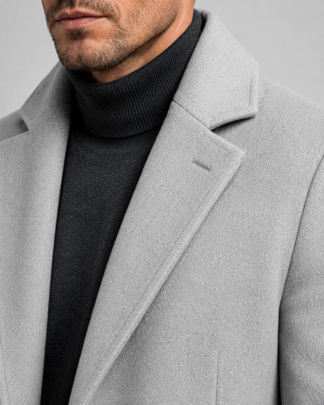 Men's Long Overcoat - Single-Breasted Notch Lapel Tailored Fit