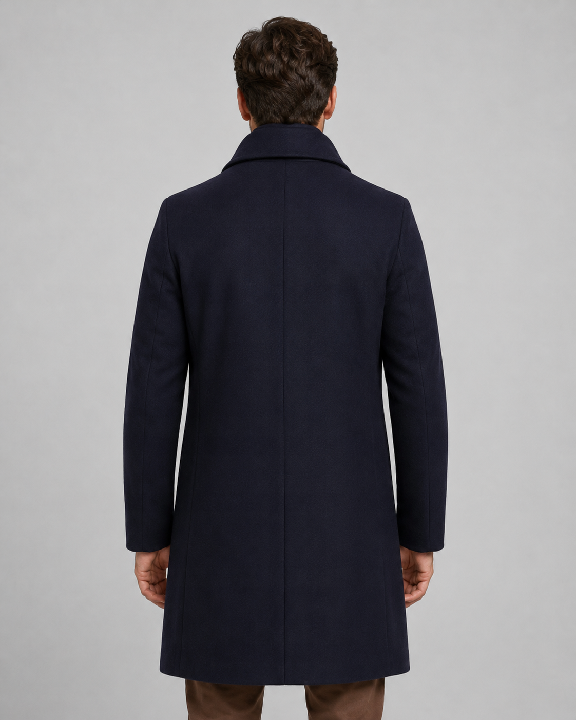 Men's Long Overcoat - Single-Breasted Notch Lapel Tailored Fit