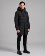 Men's Long Quilted Parka - Hooded Insulated Design