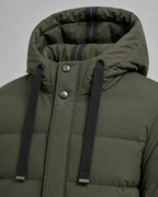 Men's Long Quilted Parka - Hooded Insulated Design