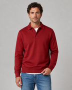 Men's Long-Sleeve Polo Sweatshirt Collared Button Neck