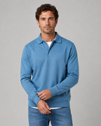 Men's Long-Sleeve Polo Sweatshirt Collared Button Neck