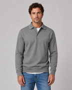 Men's Long-Sleeve Polo Sweatshirt Collared Button Neck