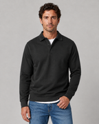 Men's Long-Sleeve Polo Sweatshirt Collared Button Neck