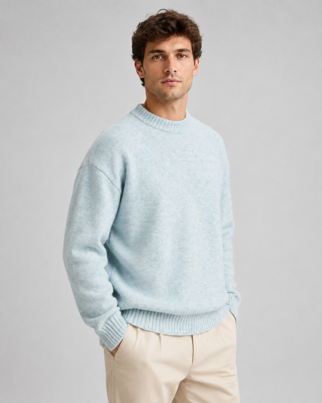 Men's Marled Wool Crewneck Sweater - Relaxed Fit