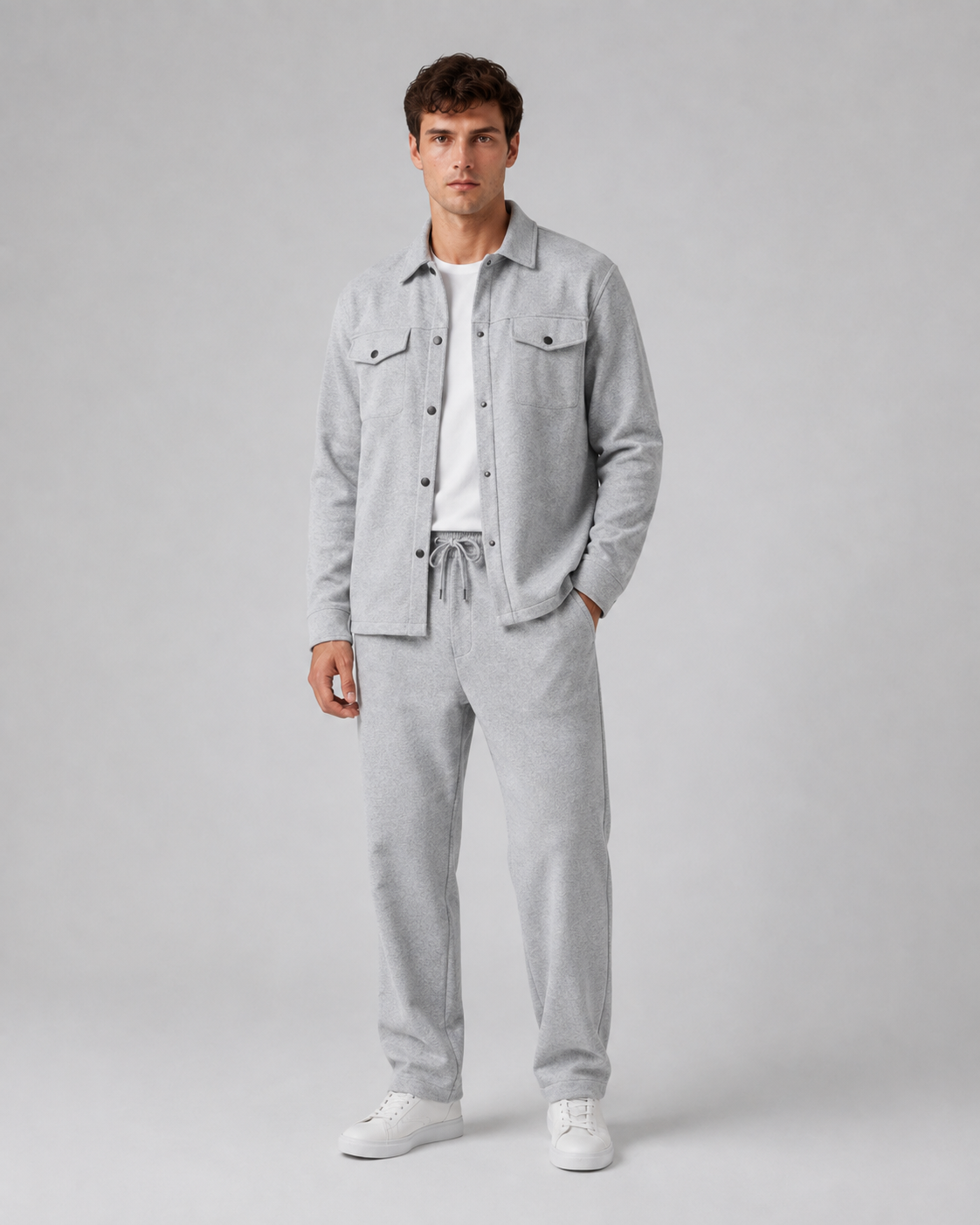 Men's Overshirt & Pants Set - Relaxed Drawstring Fit