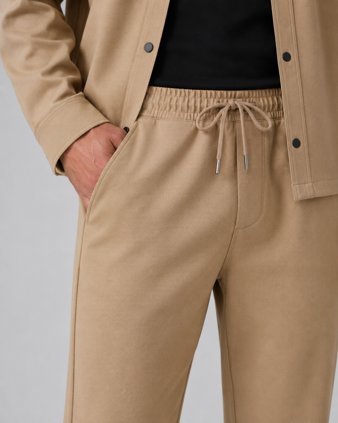 Men's Overshirt & Pants Set - Relaxed Drawstring Fit