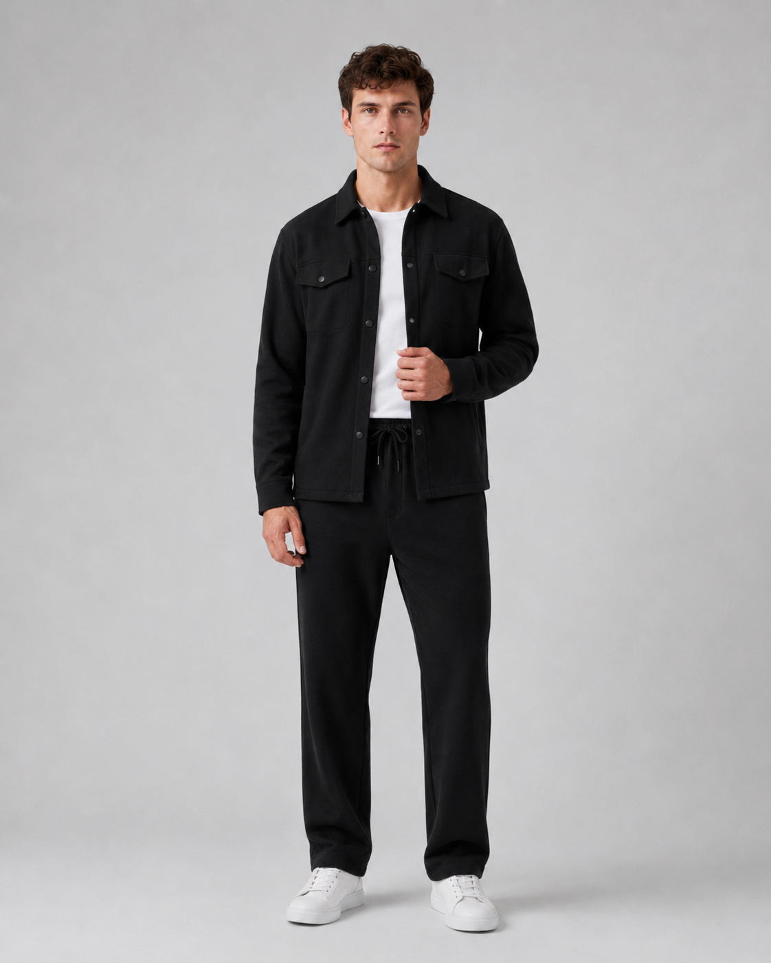 Men's Overshirt & Pants Set - Relaxed Drawstring Fit